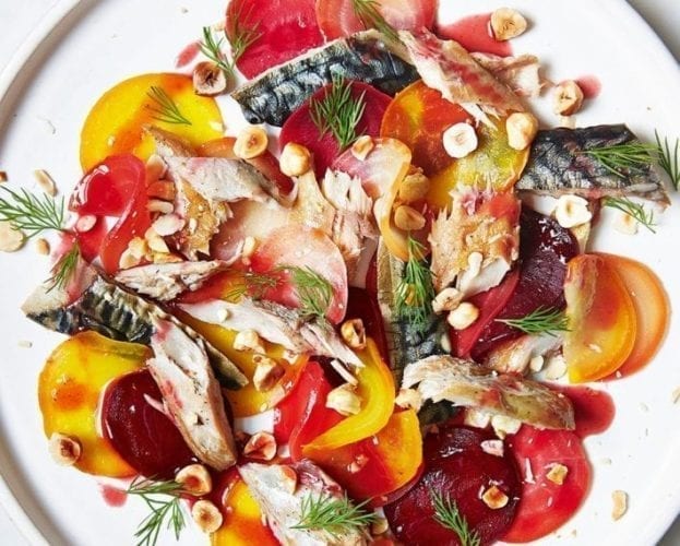 Grilled mackerel with tomato and avocado salsa