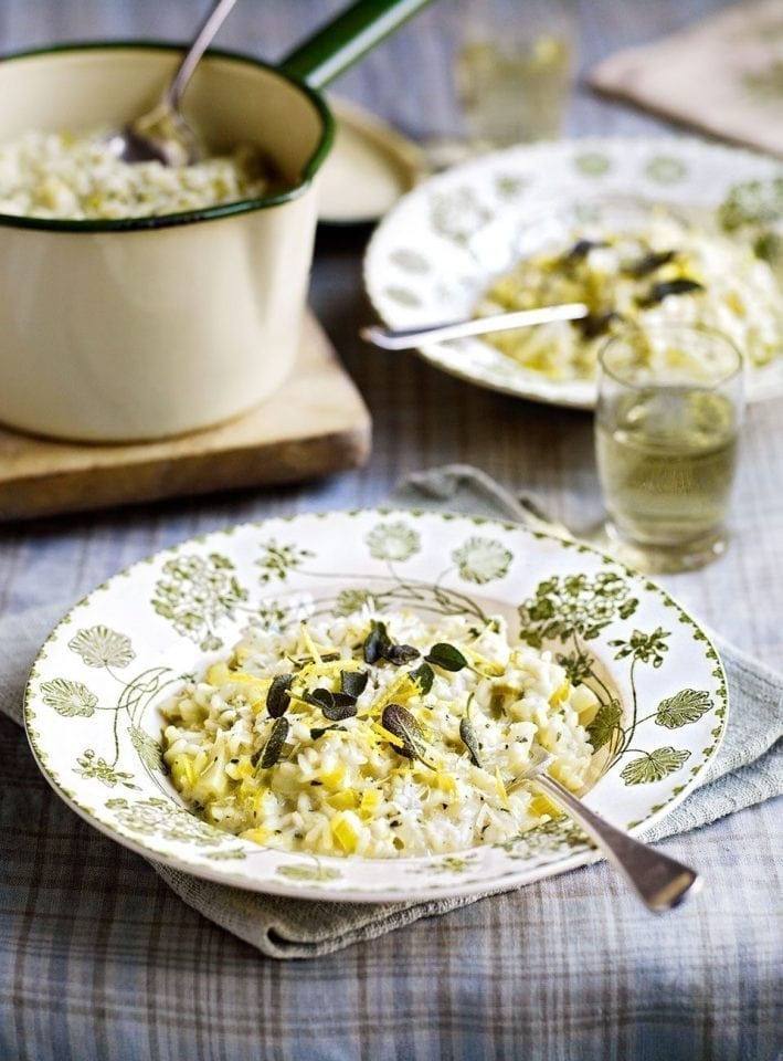 Lemon and fennel risotto with crisp-fried sage