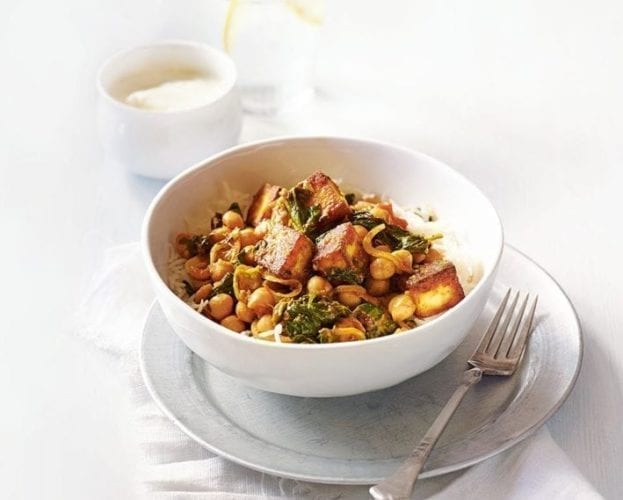 Quick paneer and chickpea curry