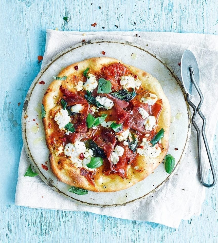 Quick parma ham and goat's cheese pizzas recipe delicious. magazine