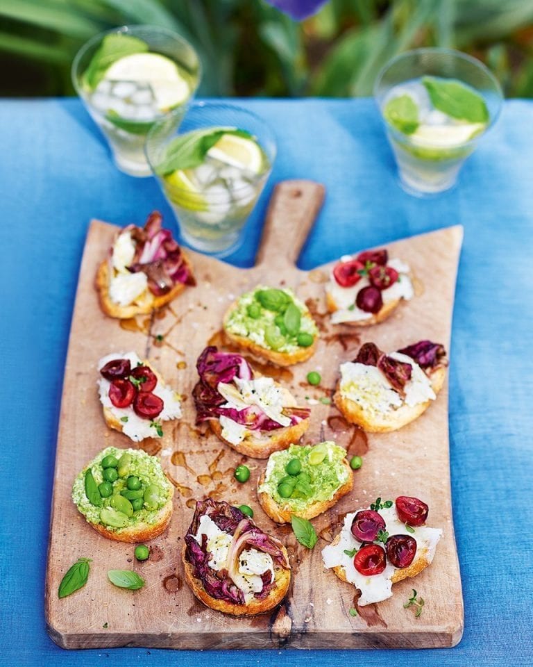 Mixed cheese crostini