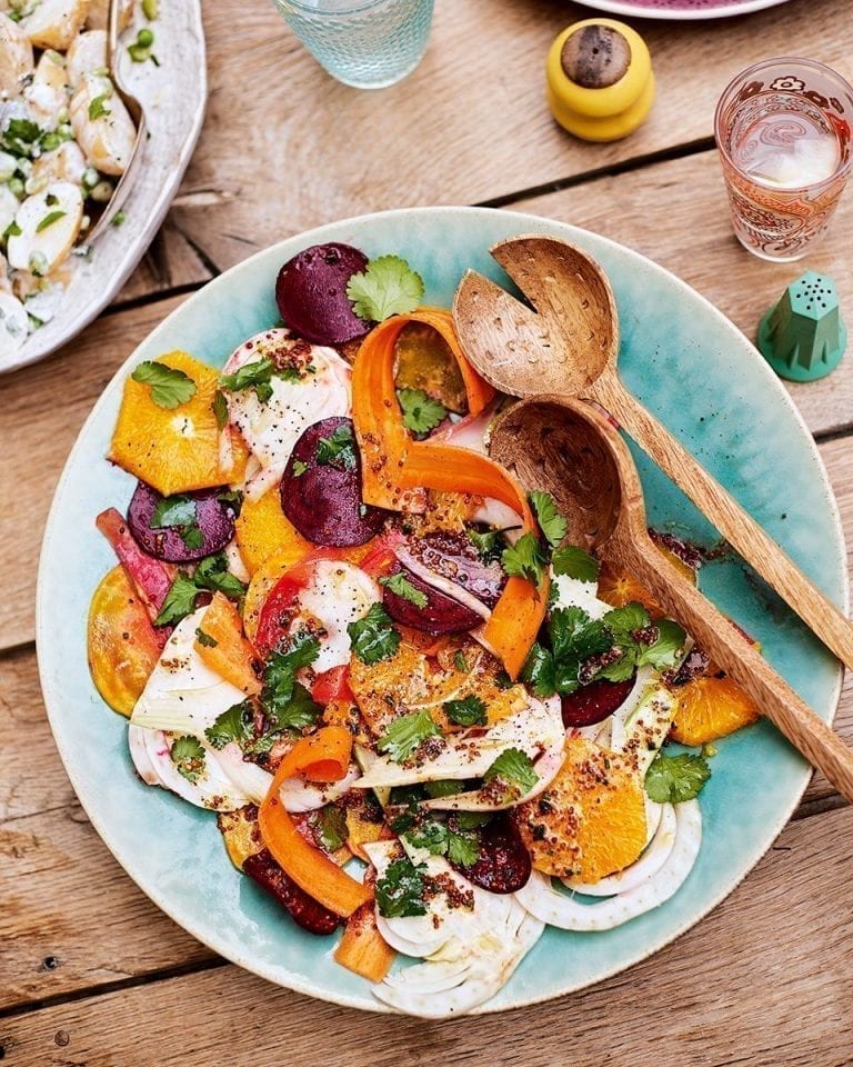 Carrot, beetroot and fennel salad