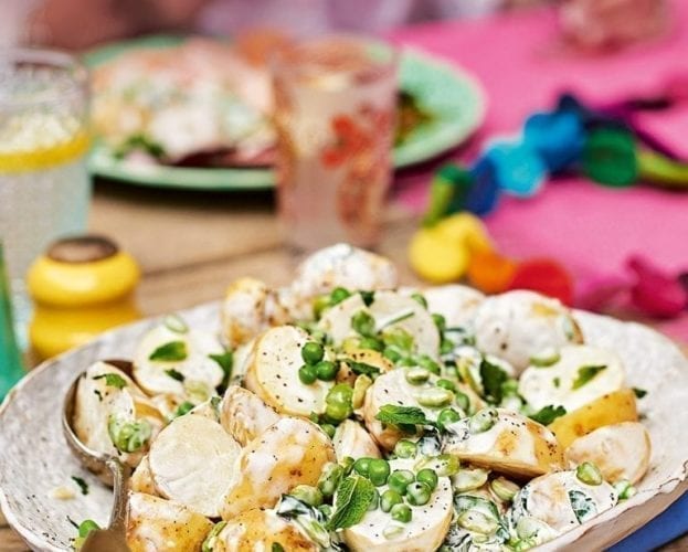 Potatoo mint, peas and broad beans