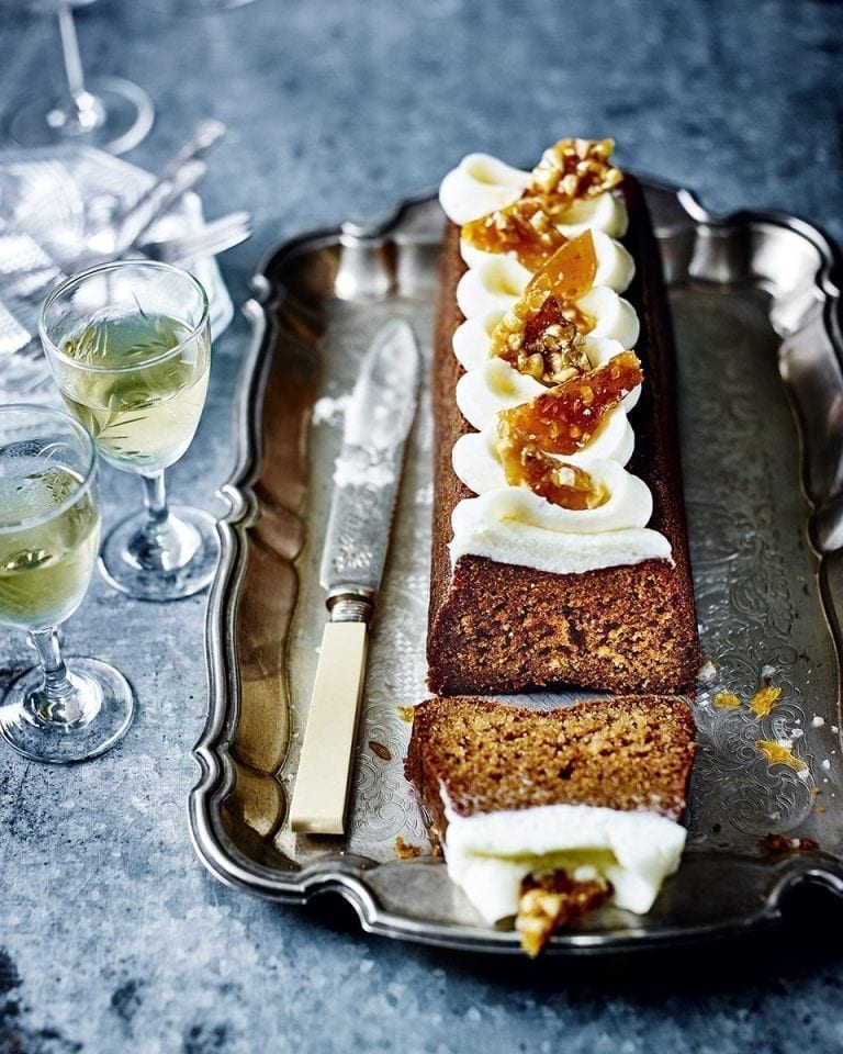Salted honey cake with hazelnut brittle recipe | delicious. magazine