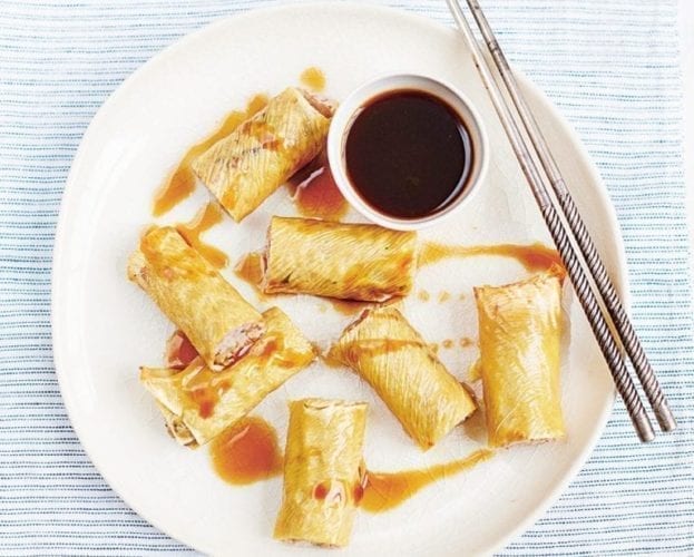 Pork, prawn and shiitake bean curd wraps