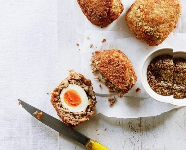 Smoked haddock scotch eggs with lemon mayo