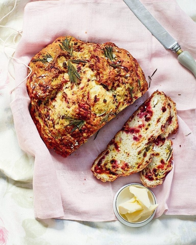 Beetroot and feta soda bread