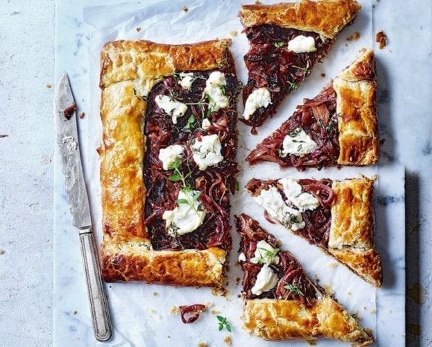 Caramelised onion and goat's cheese galette
