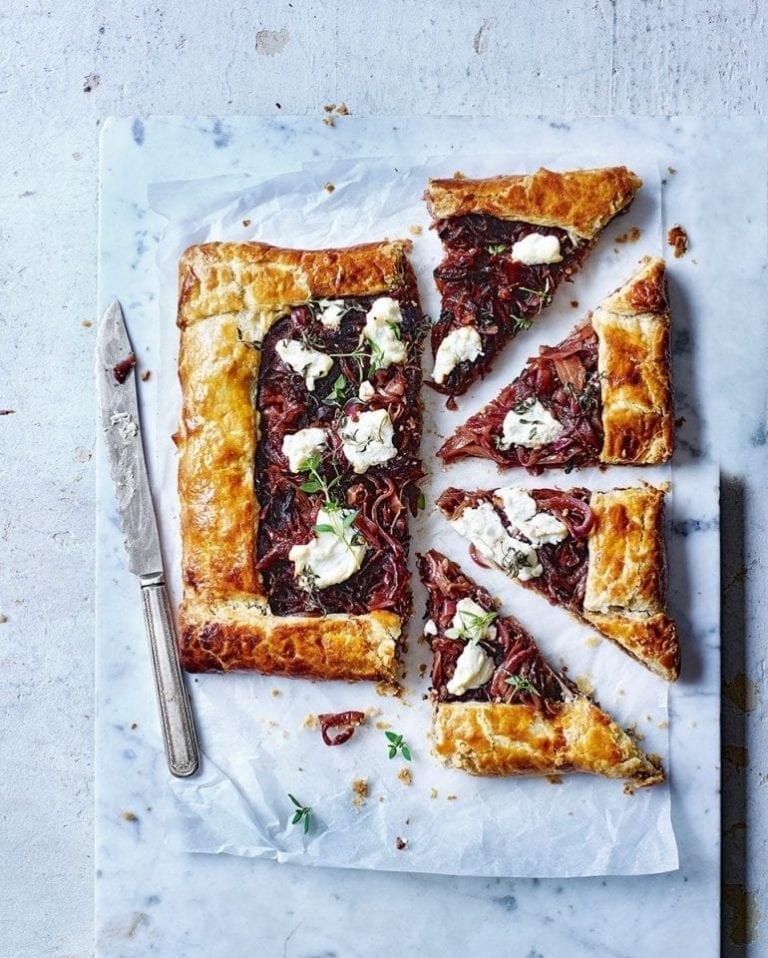 Caramelised onion and goat’s cheese galette