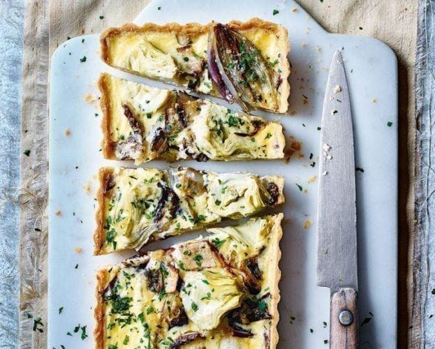 Radicchio and artichoke tart