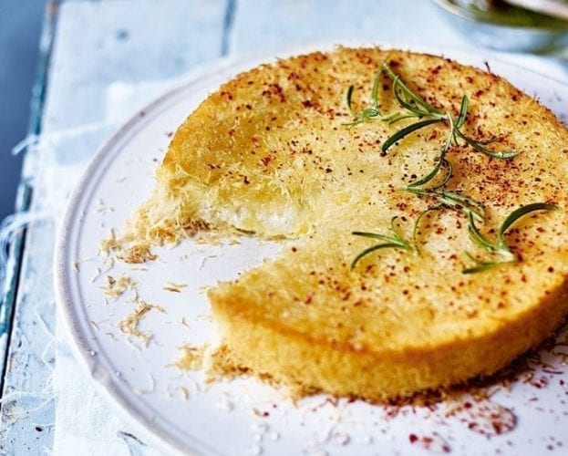 Cheese and rosemary honey kadaif (shredded pastry pie)