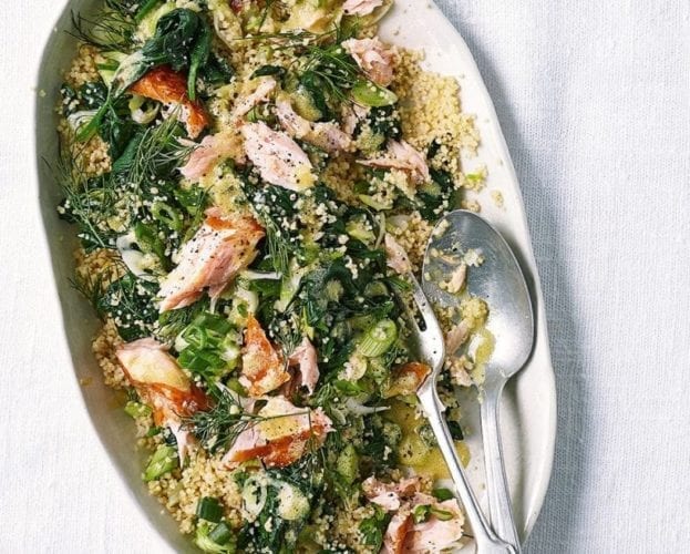 Hot-smoked salmon with lemon couscous