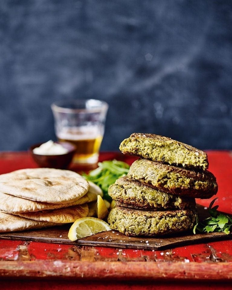 Vegan pea, herb and chickpea burgers recipe delicious. magazine