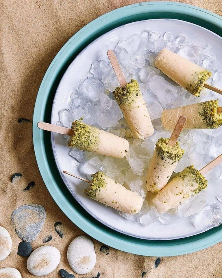 Pistachio kulfi ice lollies