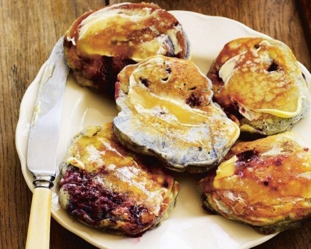 Blackberry, saffron and honey drop scones