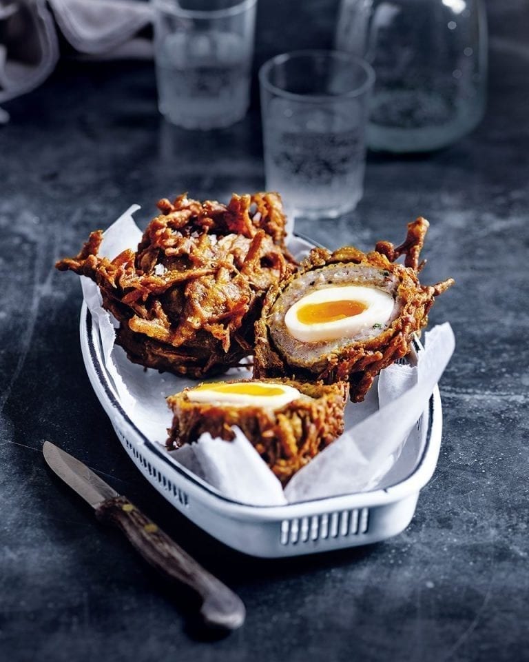 Scotch egg onion bhaji