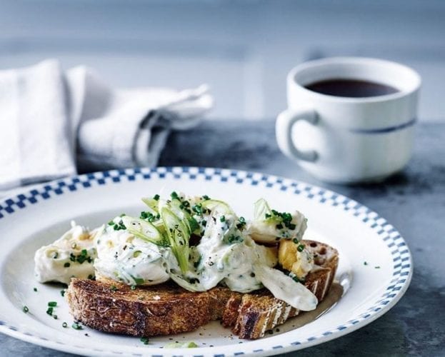 Egg mayonnaise with spring onion, mustard and chives