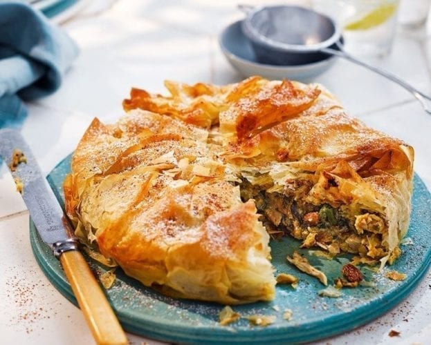 Cheese and rosemary honey kadaif (shredded pastry pie)