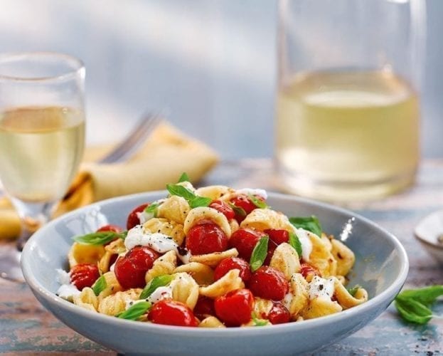 orecchiette with burrata and tomatoes