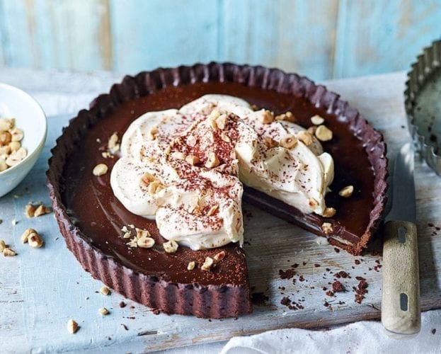 Chetna Makan’s three chocolate and cardamom tart