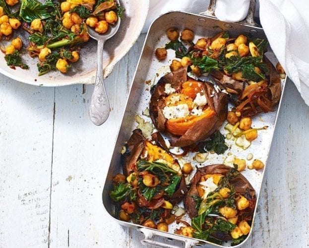 Garlic baked potatoes with Lancashire cheese