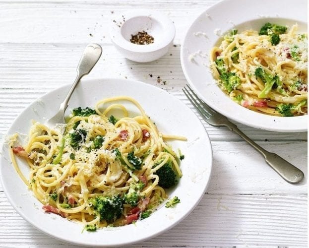Creamy broccoli and bacon spaghetti