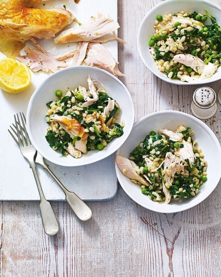 Roast chicken with pearl barley