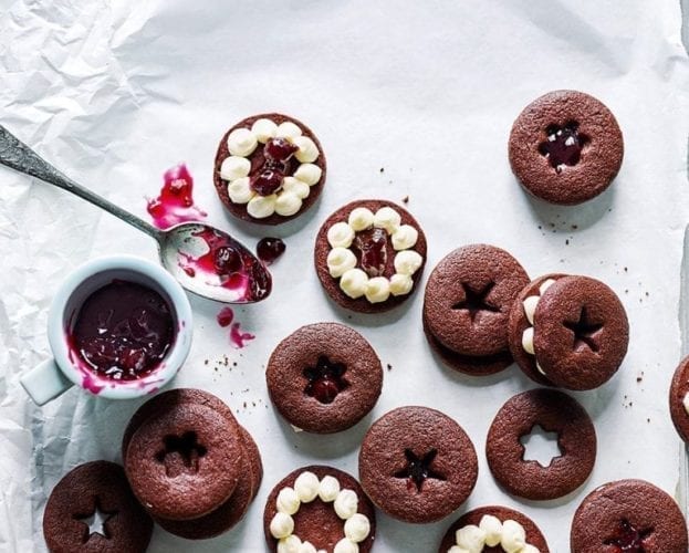 Chocolate biscuits with blackcurrant
