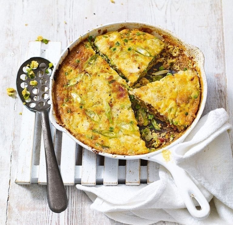 Pea and bacon frittata