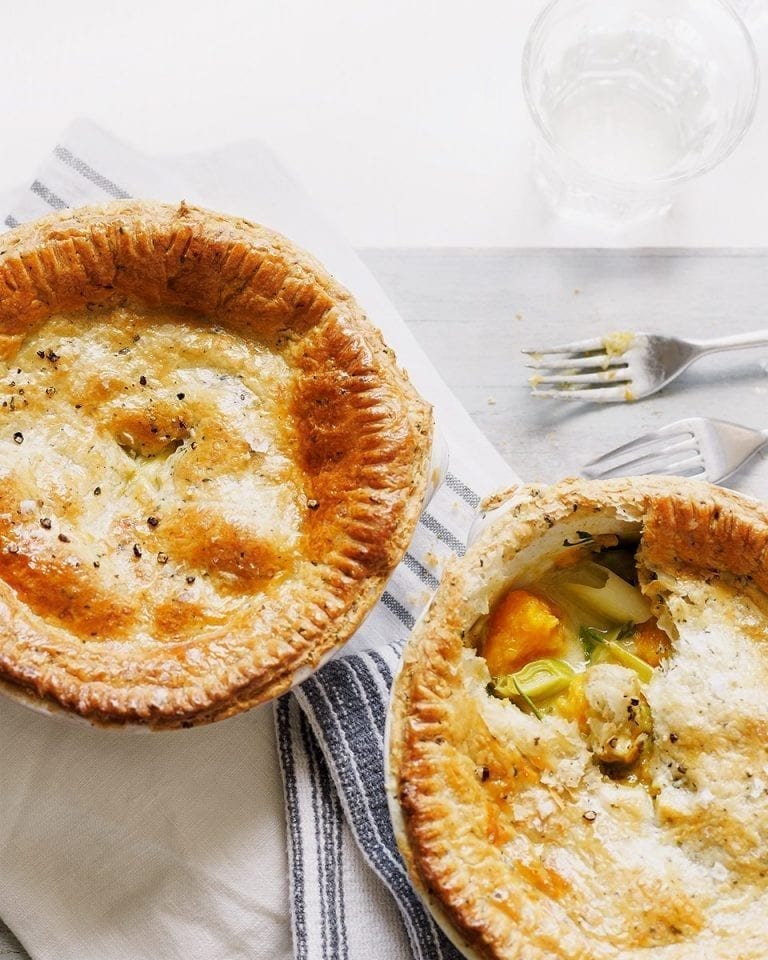 Butternut squash and blue cheese puff pies