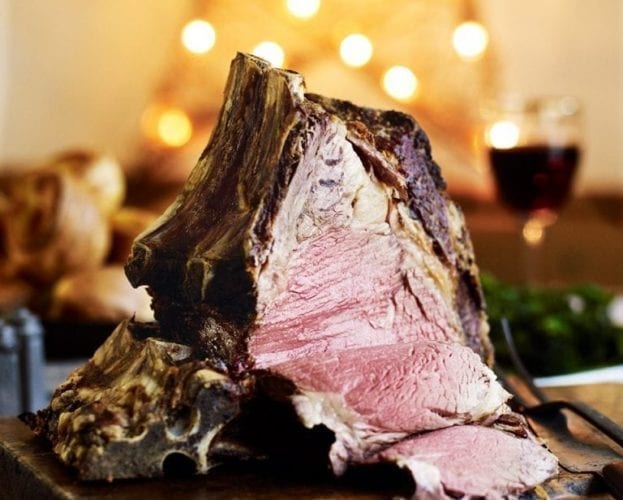Roast rib of beef with mustard-seed crust
