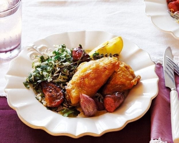 Chicken thighs with chorizo