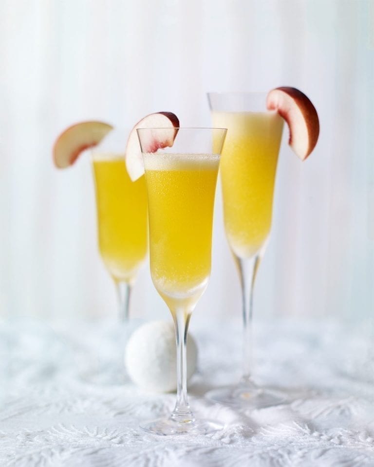 Peach and passion fruit bellini