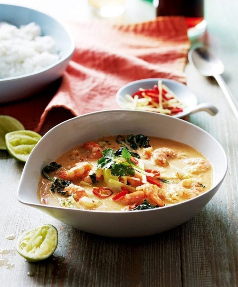 Prawn red Thai curry with coconut rice