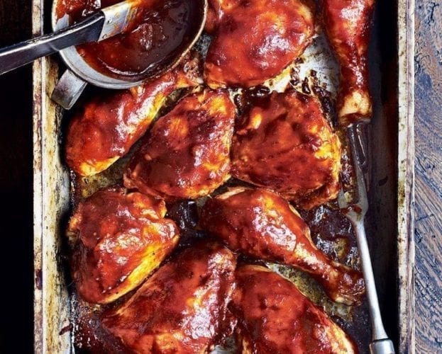 Sticky beer-baked chicken