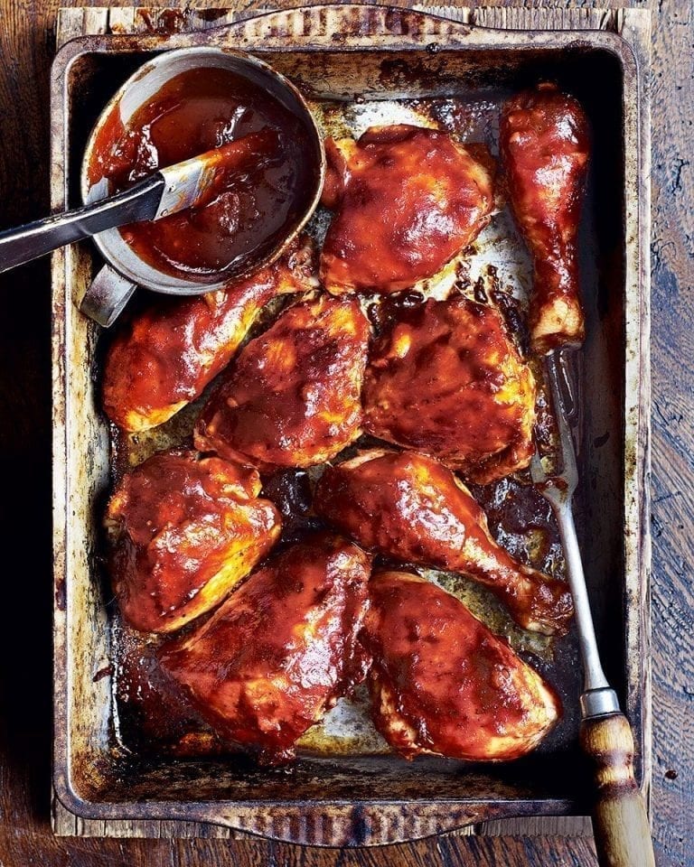 Sticky beer-baked chicken