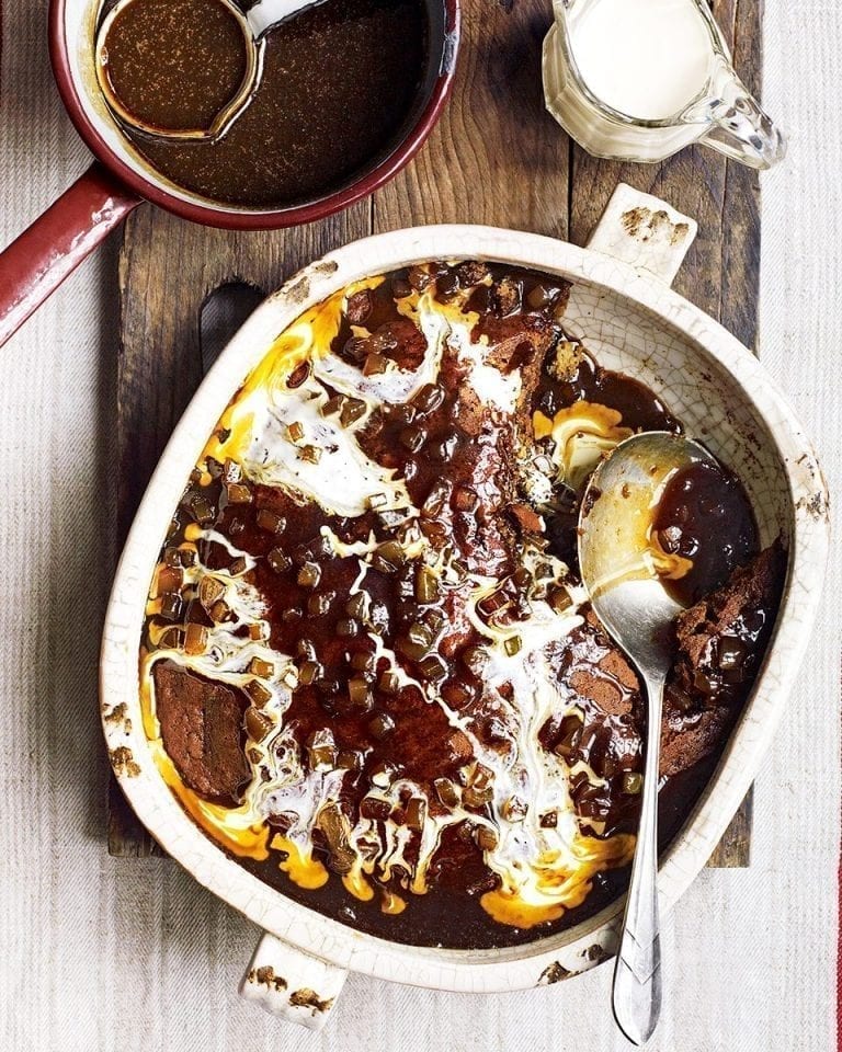 Beer-laced sticky toffee and ginger pudding