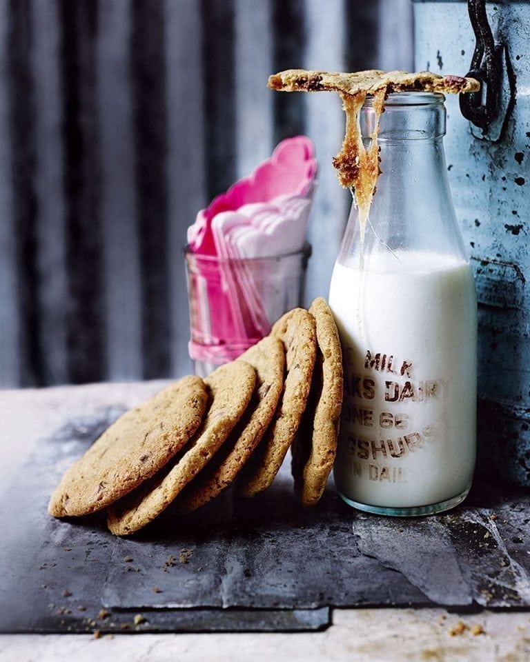 Gooey toffee-stuffed chocolate chip cookies