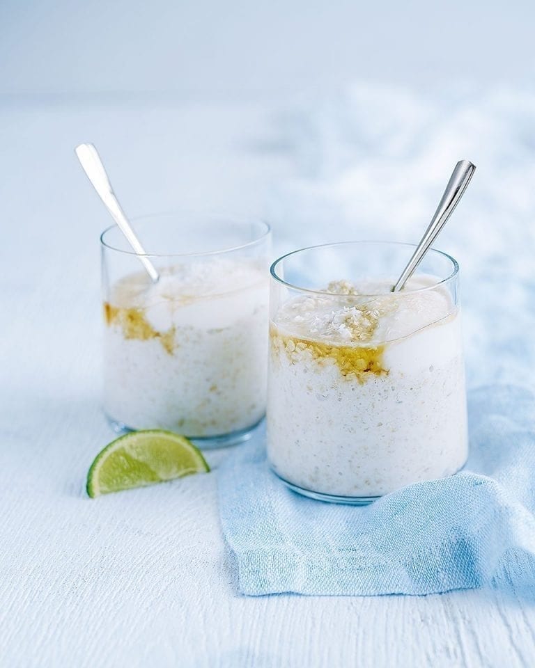 Lime and coconut bircher muesli