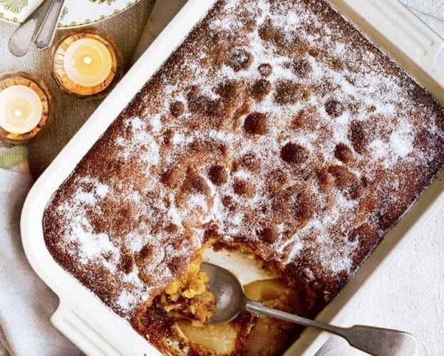 Almond, apple and pear sponge