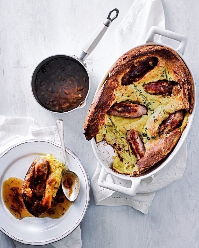 Thyme and mustard toad in the hole