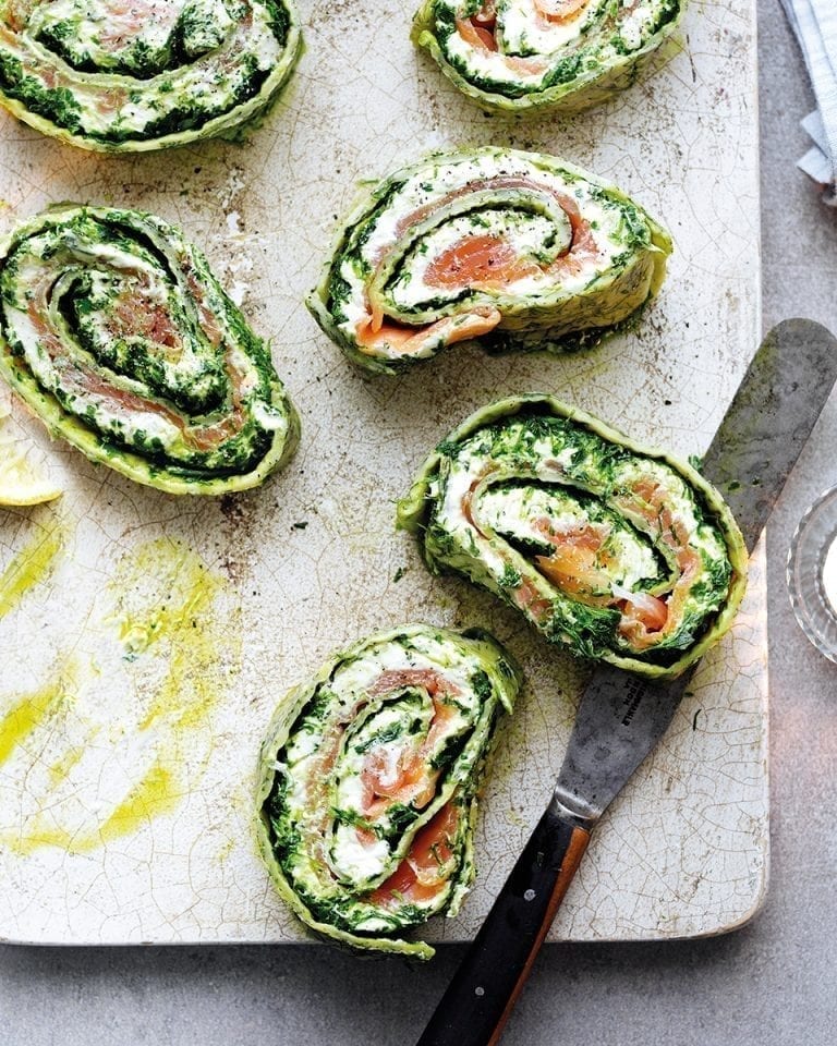 Horseradish and preserved lemon salmon roulade