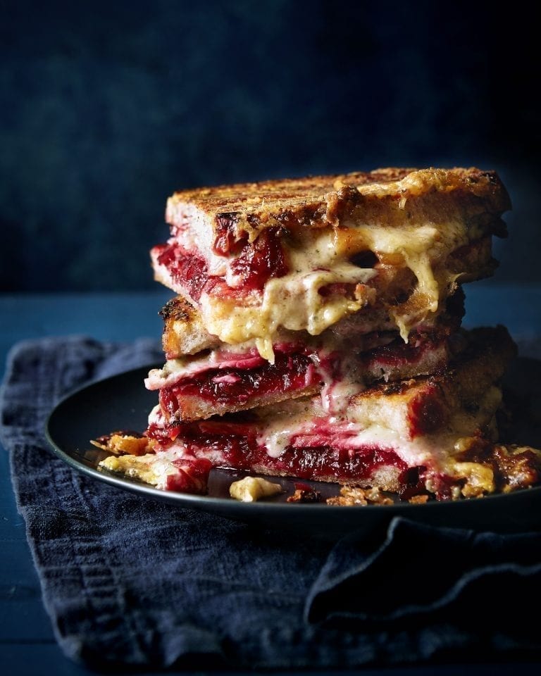 Ham, cheese and chilli beetroot chutney toastie