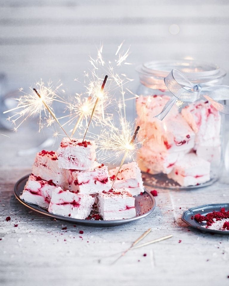 Coconut and raspberry marshmallows recipe delicious. magazine
