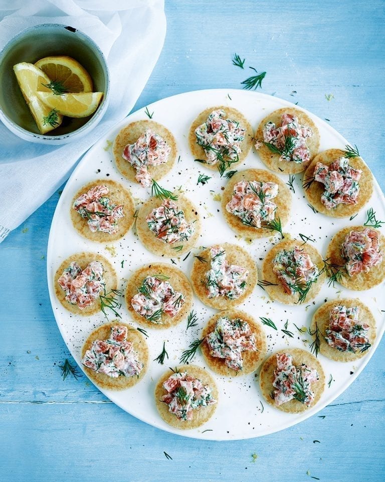 Raymond Blanc’s salmon tartare blinis