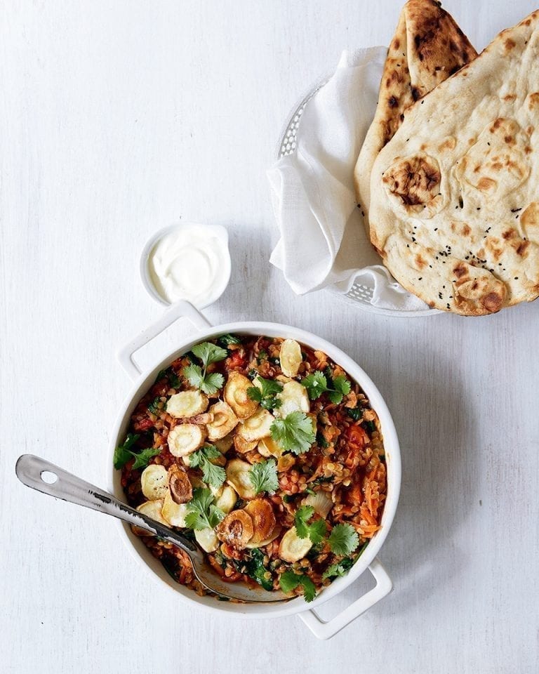 Parsnip and carrot dhal