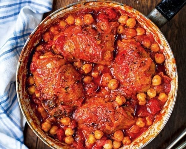 Chicken and chickpeas with zesty breadcrumbs