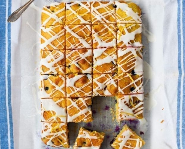 Blueberry and lemon cake squares