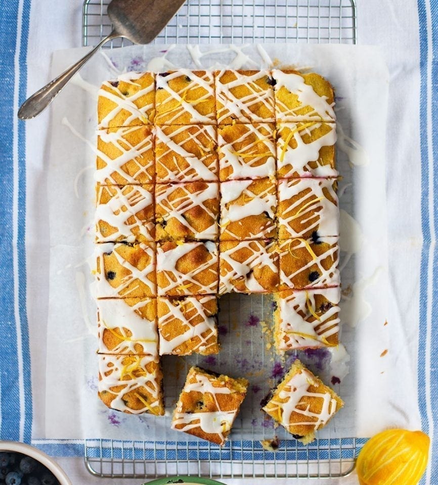 image of Blueberry and Lemon Cake Squares recipe by Delicious Magazine