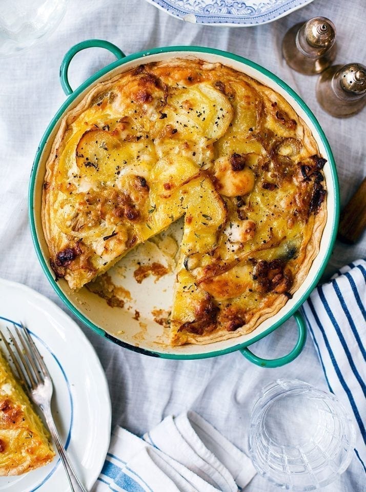 Cheese and thyme potato tart